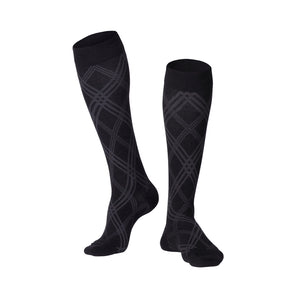 MEN'S BLACK ARGYLE PATTERN COMPRESSION SOCKS