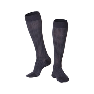 MEN'S NAVY FINE CHECKERED PATTERN COMPRESSION SOCKS