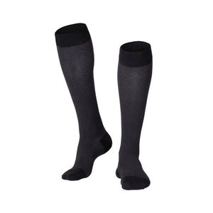 MEN'S BLACK HERRINGBONE PATTERN COMPRESSION SOCKS