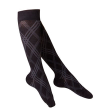 LADIES' BLACK ARGYLE PATTERN COMPRESSION SOCKS