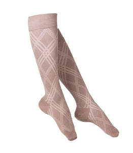 LADIES' TAN ARGYLE PATTERN COMPRESSION SOCKS