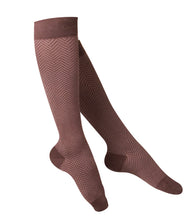 LADIES' BROWN HERRINGBONE PATTERN COMPRESSION SOCKS