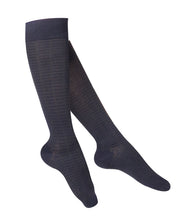 LADIES' NAVY FINE CHECKERED PATTERN COMPRESSION SOCKS